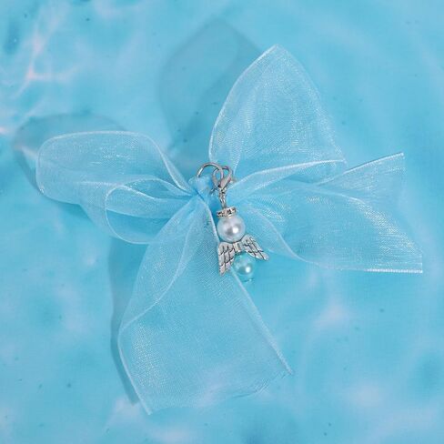 Blue Angel Charm, Bride Bouquet Charm with Congratulations Card Wedding Angel for Bride Wedding Memorial in Saudi Arabia