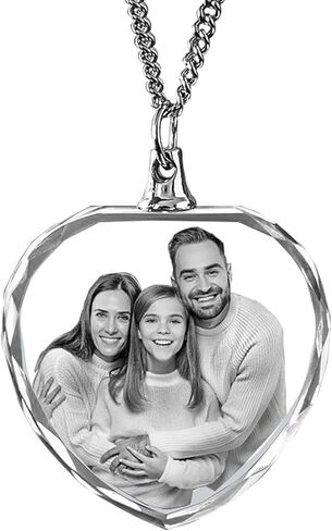 Crystal Photo Custom Necklace Laser Photo Crystal Etching Pendant Customized Any Picture Pendant for Her, Him, Mom, Dad, Wife, Husband,Wedding Gifts in Kuwait