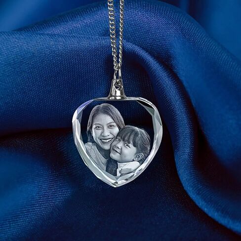 Crystal Photo Custom Necklace Laser Photo Crystal Etching Pendant Customized Any Picture Pendant for Her, Him, Mom, Dad, Wife, Husband,Wedding Gifts in Kuwait