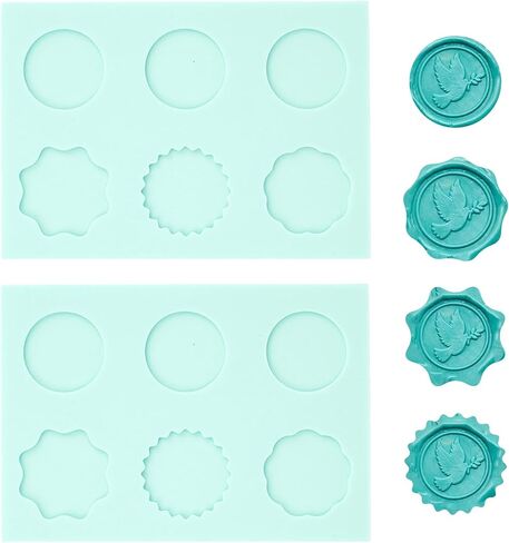 2 PCS Silicone Wax Seal Mat for Wax Seal Stamp, Wax Seal Kit，6-Cavity Round and Polygon Wax Seal Mold for DIY Craft Adhesive Wax Seal Stickers in Saudi Arabia