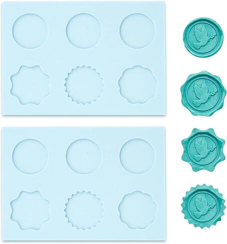 2 PCS Silicone Wax Seal Mat for Wax Seal Stamp, Wax Seal Kit，6-Cavity Round and Polygon Wax Seal Mold for DIY Craft Adhesive Wax Seal Stickers in Saudi Arabia