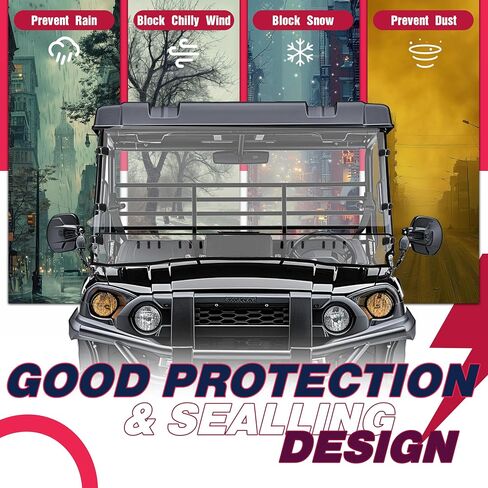 3-in-1 Flip Front Windshield متوافق مع Kawasaki Mule Pro Fxt Clear Vatseed Windscreen UTV الملحقات البلاستيكية (PC) in Saudi Arabia