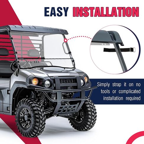 3-in-1 Flip Front Windshield متوافق مع Kawasaki Mule Pro Fxt Clear Vatseed Windscreen UTV الملحقات البلاستيكية (PC) in Saudi Arabia