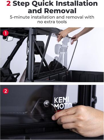 KEMIMOTO 2-in-1 Vented Rear Window Compatible with 2025 CFMOTO UFORCE U10 Pro & XL PRO, Heavy Duty Hardened PC, Scratch Resistant, Quick Install, Compatible with U10 Pro Rear Windshield Accessories in Saudi Arabia