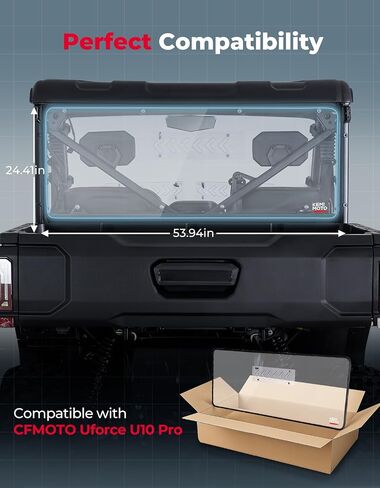 KEMIMOTO 2-in-1 Vented Rear Window Compatible with 2025 CFMOTO UFORCE U10 Pro & XL PRO, Heavy Duty Hardened PC, Scratch Resistant, Quick Install, Compatible with U10 Pro Rear Windshield Accessories in Saudi Arabia