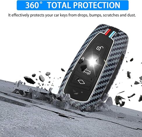 QBUC for BMW Key FOB ، حامي السيليكون الثقيل من سبيكة الزنك مع سلسلة المفاتيح غير المفتاحية ، حافظة السيارة عن بُعد عن BMW 1 3 4 5 6 7 Series x3 X4 M5 M6 GT3 GT5 (Gunmetal-Carbon Fiber) in Kuwait