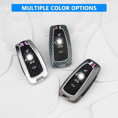 QBUC for BMW Key FOB ، حامي السيليكون الثقيل من سبيكة الزنك مع سلسلة المفاتيح غير المفتاحية ، حافظة السيارة عن بُعد عن BMW 1 3 4 5 6 7 Series x3 X4 M5 M6 GT3 GT5 (Gunmetal-Carbon Fiber) in Kuwait