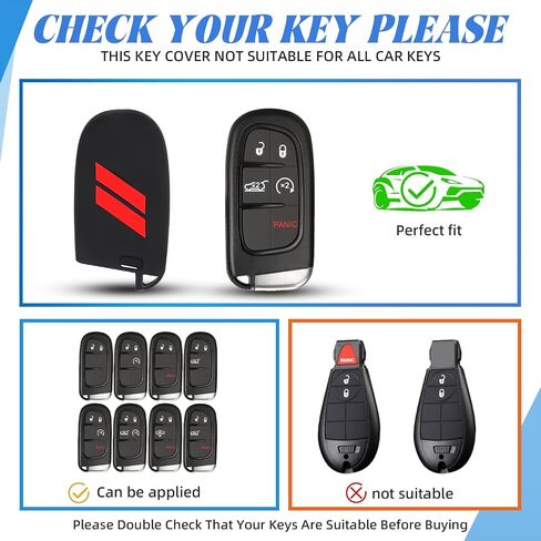 لغطاء مفتاح السيارة Dodge ، غطاء مفتاح السيليكون متوافق مع Dodge Dart DaRango Grand Ram Charger Charger Cherokee ، 5 أزرار (A-Black Red) in Kuwait