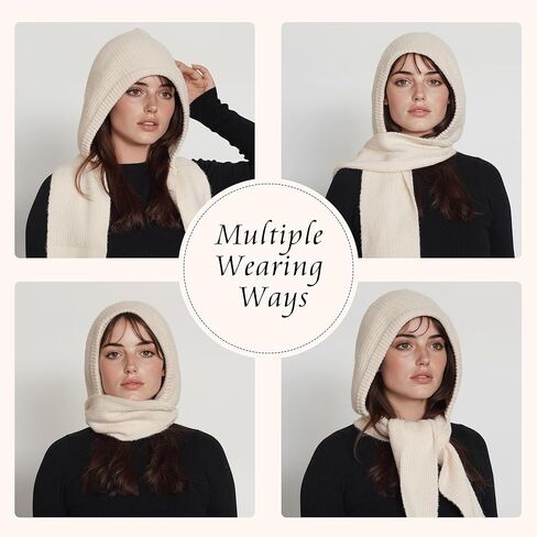 وشاح مقنع للنساء للنساء وارش القبعة وضع 2 في واحد - ناعم دافئ للرقبة التآكل لفريق الطقس البارد في الشتاء أكثر دفئا in Kuwait