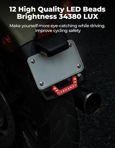 KEMIMOTO Universal Motorcycle Tail Light with Brake Light 12V Stable Dustproof Motorcycle License Plate Indicator Light Waterproof, Black in Saudi Arabia