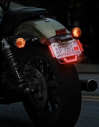KEMIMOTO Universal Motorcycle Tail Light with Brake Light 12V Stable Dustproof Motorcycle License Plate Indicator Light Waterproof, Black in Saudi Arabia