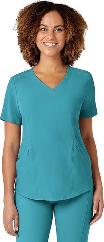 WonderWink Womens Renew V-Neck Top Medical Scrubs, Teal Blue, Medium US in Kuwait