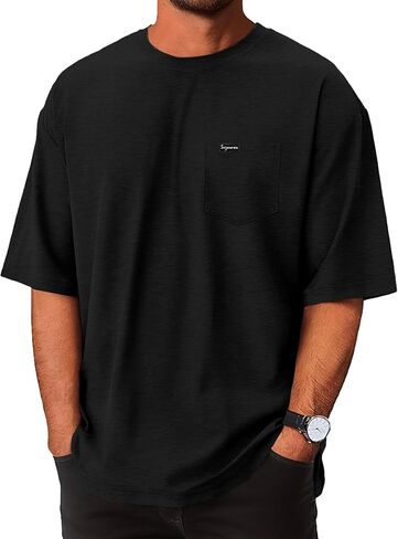 YawYews Mens Athletic Oversized Tshirts Lightweight Moisture Wicking Quick Dry Workout Tee with Pocket in Kuwait