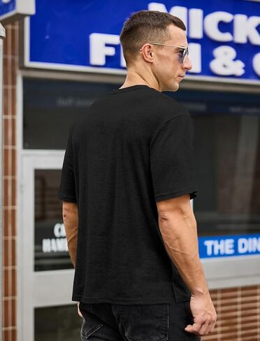 YawYews Mens Athletic Oversized Tshirts Lightweight Moisture Wicking Quick Dry Workout Tee with Pocket in Kuwait