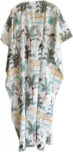 INDACORIFY 100% Cotton Kaftan Dress, Floral Printed Women Dressmaking, Handmade Indian Long Kaftan Suit, Beautiful Beach in Saudi Arabia