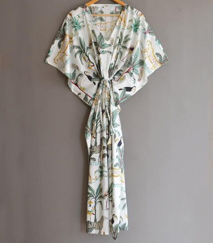 INDACORIFY 100% Cotton Kaftan Dress, Floral Printed Women Dressmaking, Handmade Indian Long Kaftan Suit, Beautiful Beach in Saudi Arabia