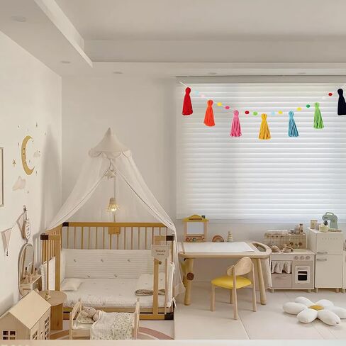 3Pcs Colorful Boho Tassel Garland,Each 130cm/51in Long 12 Balls Felt Ball Garland,Rainbow Pom Pom Tassel,for Kids Room Classroom Nursery Dorm Birthday Party Decorations(Rainbow Colors) in Saudi Arabia
