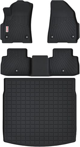Floor Mats Accessoires 2 Row Liners Set & Cargo Liners Custom Fit for 2022 2023 2024 Kia EV6,All Weather Guard Heavy Duty Waterproof TPE Rubber Car Mats & Rear Trunk Mats,Black in Saudi Arabia