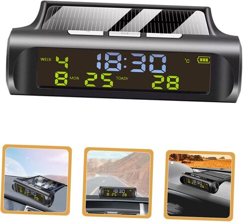 Cabilock Car Dashboard Clock Solar Thermometer for Accurate Temperature and Display Multifunctional Vehicle Clock for Automotive Use Easy to Read and Install in Saudi Arabia