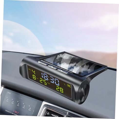 Cabilock Car Dashboard Clock Solar Thermometer for Accurate Temperature and Display Multifunctional Vehicle Clock for Automotive Use Easy to Read and Install in Saudi Arabia