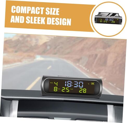 Cabilock Car Dashboard Clock Solar Thermometer for Accurate Temperature and Display Multifunctional Vehicle Clock for Automotive Use Easy to Read and Install in Saudi Arabia