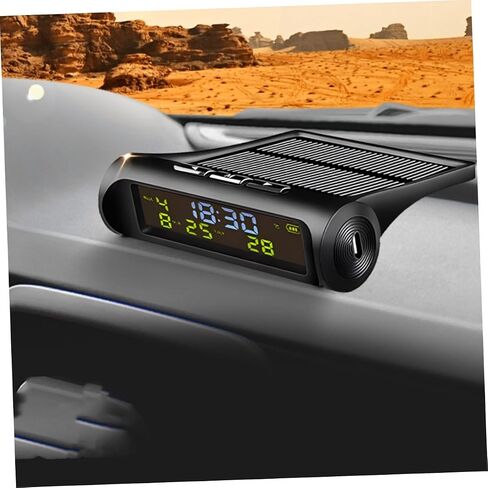 Cabilock Car Dashboard Clock Solar Thermometer for Accurate Temperature and Display Multifunctional Vehicle Clock for Automotive Use Easy to Read and Install in Saudi Arabia
