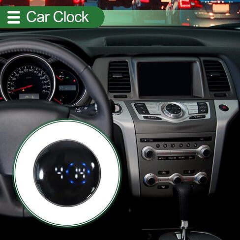 Motoforti Car Clock Black Circle White Light Analog Clock for Car Round ABS/Rubber 3.8x3.8x0.9cm Sticky Water Proof/Display Time 1 Pcs in Saudi Arabia