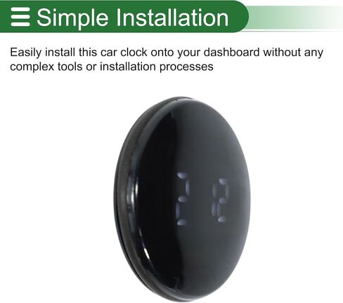 Motoforti Car Clock Black Circle White Light Analog Clock for Car Round ABS/Rubber 3.8x3.8x0.9cm Sticky Water Proof/Display Time 1 Pcs in Saudi Arabia