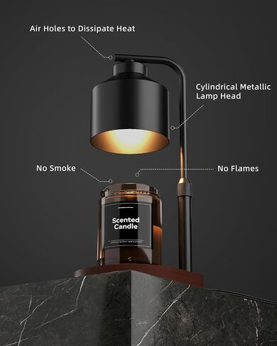 Candle Warmer Lamp with Timer & Dimmer for Yankee Candles, Adjustable Height Candle Warmer for Jar Candles, Wax Melt Lamp for Home Decor & Gifts, Black, 2 Bulbs in Saudi Arabia