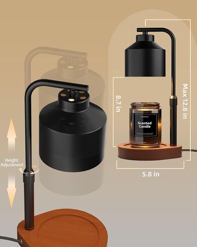 Candle Warmer Lamp with Timer & Dimmer for Yankee Candles, Adjustable Height Candle Warmer for Jar Candles, Wax Melt Lamp for Home Decor & Gifts, Black, 2 Bulbs in Saudi Arabia