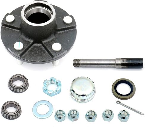 FKG Trailer Hub Kit 5 Bolt on 4.5 بوصة دائرة ملائمة للمحاور 2000 رطل مع 1 "مغزل مستقيم in Saudi Arabia