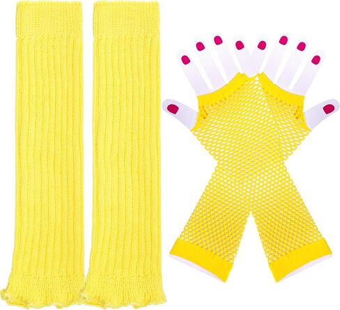 Leg Warmers Fishnet Gloves Fingerless Set Knit Long Socks for Women Girls 80s 90s Party Accessories Halloween in Kuwait