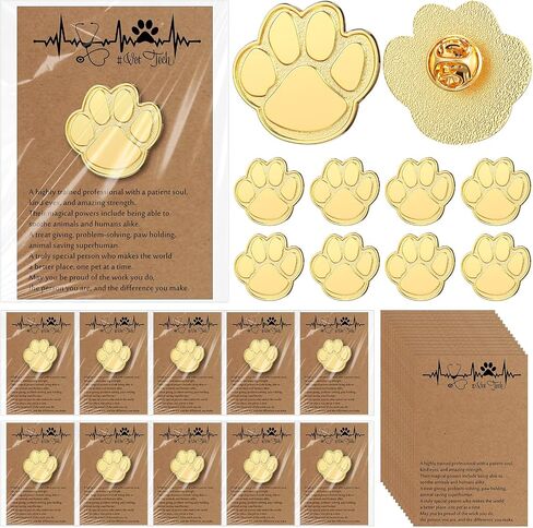 Tondiamo vet tech week gifts Golden Paw Pins Vet Tech Lapel Pins with Inspirational Cards Bags for Med Appreciation in Saudi Arabia