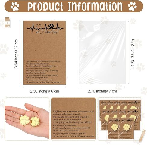 Tondiamo vet tech week gifts Golden Paw Pins Vet Tech Lapel Pins with Inspirational Cards Bags for Med Appreciation in Saudi Arabia