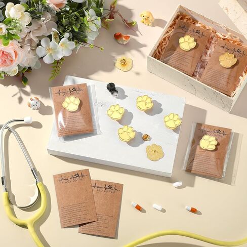 Tondiamo vet tech week gifts Golden Paw Pins Vet Tech Lapel Pins with Inspirational Cards Bags for Med Appreciation in Saudi Arabia