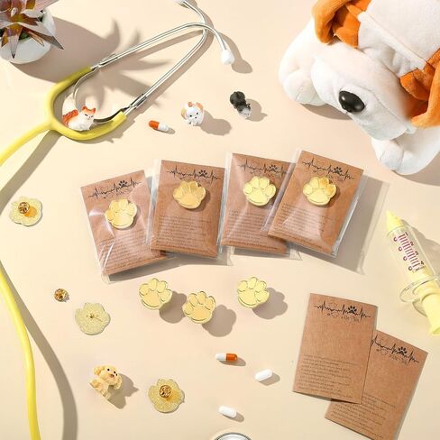 Tondiamo vet tech week gifts Golden Paw Pins Vet Tech Lapel Pins with Inspirational Cards Bags for Med Appreciation in Saudi Arabia