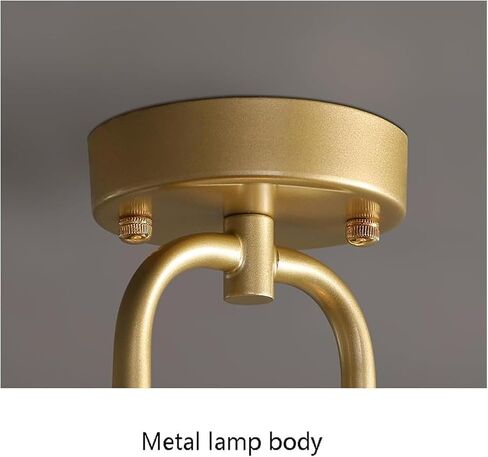 LNPTAL Modern Gold Glass Semi Flush Mount Ceiling Light, Creative Petal Design Ceiling Lamp with Brass Finish, Entryway Hallway Dining Room Bedroom Lighting Fixture in Saudi Arabia