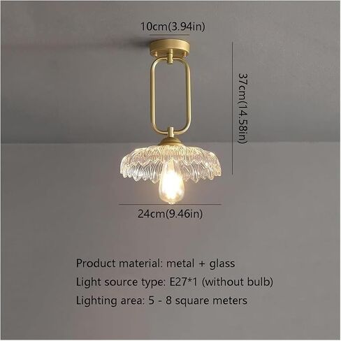 LNPTAL Modern Gold Glass Semi Flush Mount Ceiling Light, Creative Petal Design Ceiling Lamp with Brass Finish, Entryway Hallway Dining Room Bedroom Lighting Fixture in Saudi Arabia