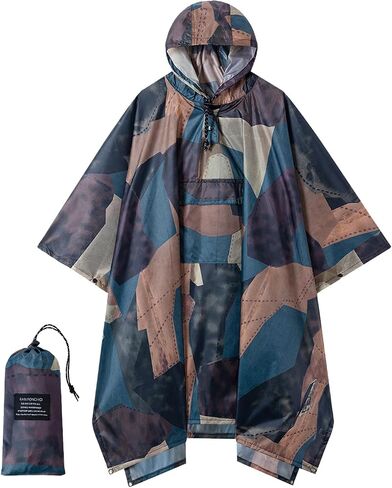 Hooded Rain Poncho for Adults - Waterproof Rain Coat and Lightweight Jacket 3-in-1 Multi-Function with Pockets in Saudi Arabia