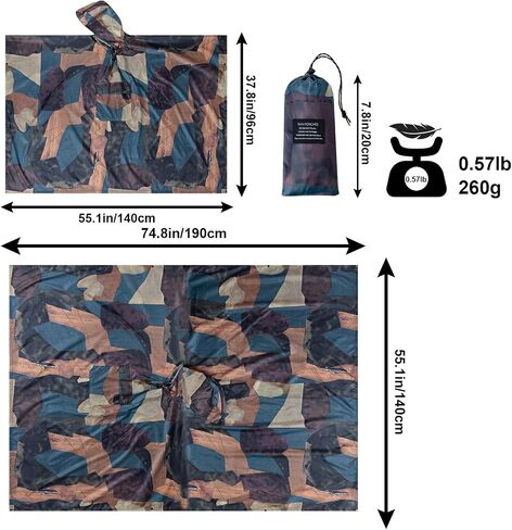 Hooded Rain Poncho for Adults - Waterproof Rain Coat and Lightweight Jacket 3-in-1 Multi-Function with Pockets in Saudi Arabia