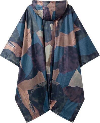 Hooded Rain Poncho for Adults - Waterproof Rain Coat and Lightweight Jacket 3-in-1 Multi-Function with Pockets in Saudi Arabia
