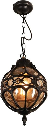 Lnptal Vintage Industriage Globe ضوء قلادة ، كرة معدنية ريفي معلقة مصباح معلن مع ظلال كهرمبر ، ثريا مزرعة قابلة للتعديل للدخول ، المدخل ، البهو (الظلام ، 18 سم) in Kuwait