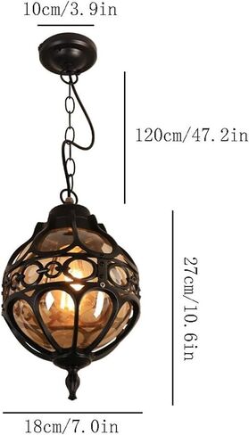 Lnptal Vintage Industriage Globe ضوء قلادة ، كرة معدنية ريفي معلقة مصباح معلن مع ظلال كهرمبر ، ثريا مزرعة قابلة للتعديل للدخول ، المدخل ، البهو (الظلام ، 18 سم) in Saudi Arabia