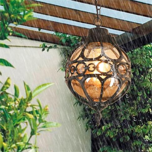 Lnptal Vintage Industriage Globe ضوء قلادة ، كرة معدنية ريفي معلقة مصباح معلن مع ظلال كهرمبر ، ثريا مزرعة قابلة للتعديل للدخول ، المدخل ، البهو (الظلام ، 18 سم) in Saudi Arabia