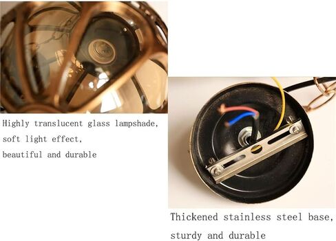Lnptal Vintage Industriage Globe ضوء قلادة ، كرة معدنية ريفي معلقة مصباح معلن مع ظلال كهرمبر ، ثريا مزرعة قابلة للتعديل للدخول ، المدخل ، البهو (الظلام ، 18 سم) in Saudi Arabia