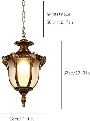 Lnptal European European Pendant Light ، مصباح معلق من البرونز العتيقة ، ثريا الظل الزجاجية في الهواء الطلق للمدخل ، المدخل ، بهو ، الشرفة (النحاس) in Saudi Arabia