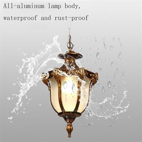 Lnptal European European Pendant Light ، مصباح معلق من البرونز العتيقة ، ثريا الظل الزجاجية في الهواء الطلق للمدخل ، المدخل ، بهو ، الشرفة (النحاس) in Saudi Arabia