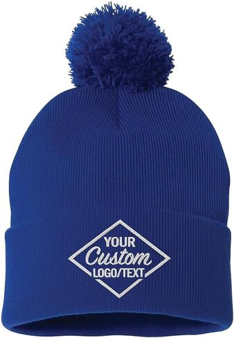 Custom Personalized Embroidery Print Men Womens Winter Knitted Pom-Pom Beanie Hat with Faux Fur Pompom Warm Skull Cap Beanie in Saudi Arabia