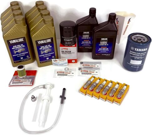 PWCParts VF200 VF225 VF250 4.2L VMAX SHO Maintenance and Oil Change Kit with Spark Plugs Gear Lube HD Pump Fuel Filter Fits Yamaha in Saudi Arabia