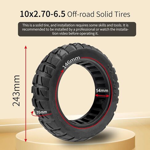 إطار صلب 10 × 2.70-6.5، استبدال الإطارات 10 بوصة، 70/65-6.5 سكوتر إطار صلب بدون أنبوب، لدراجة Emove Cruiser Hover-1 Alpha Evercross H5 Boyueda سكوتر كهربائي 5600 وات (عبوة واحدة) in Kuwait